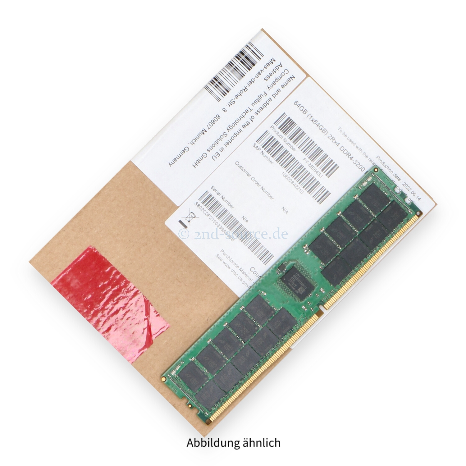 Fujitsu 64GB PC4-25600AA-R DIMM Dual Rank x4 (DDR4-3200) Registered ECC PY-ME64SJ