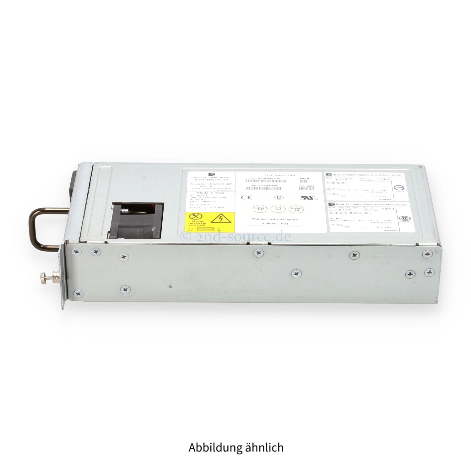 HPE Brocade 300W AC SAN Switch Power Supply 4/64 8/80 418665-001 60-0300031-02