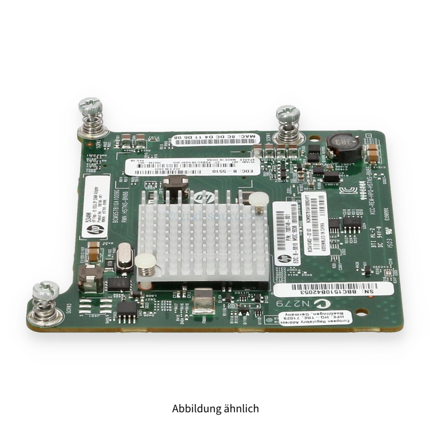HPE 534M 2x10GBase Mezzanine Server Ethernet Adapter 700748-B21 701530-001