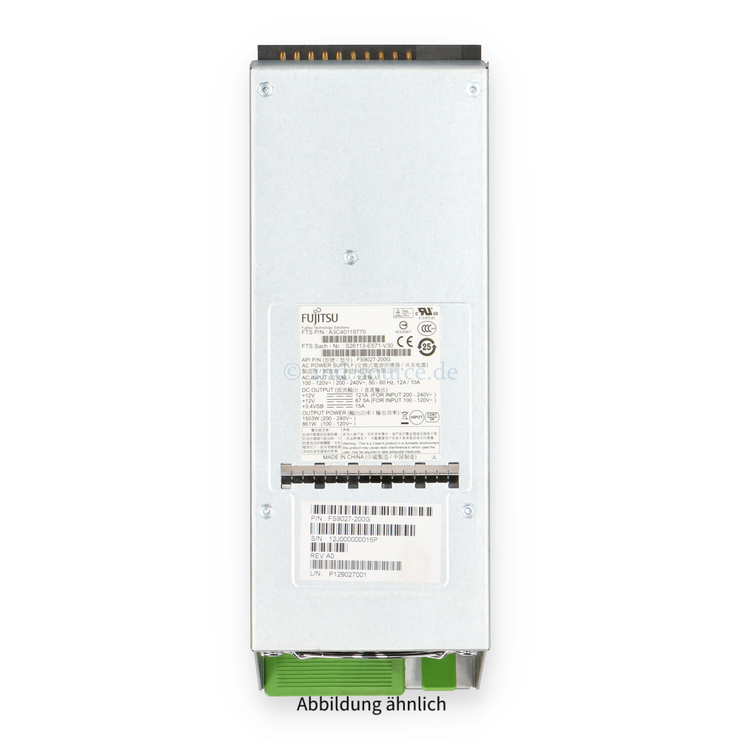 Fujitsu 1600W HotPlug Power Supply BX400 S1 S26113-F607-L200 S26113-E571-V30 A3C40119770