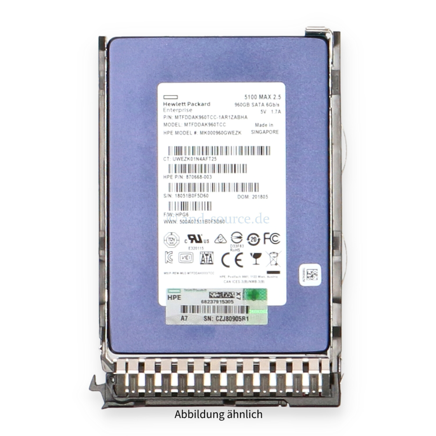 HPE 960GB SATA 6G SFF Mixed Use SC HotPlug SSD 875474-B21 875865-001
