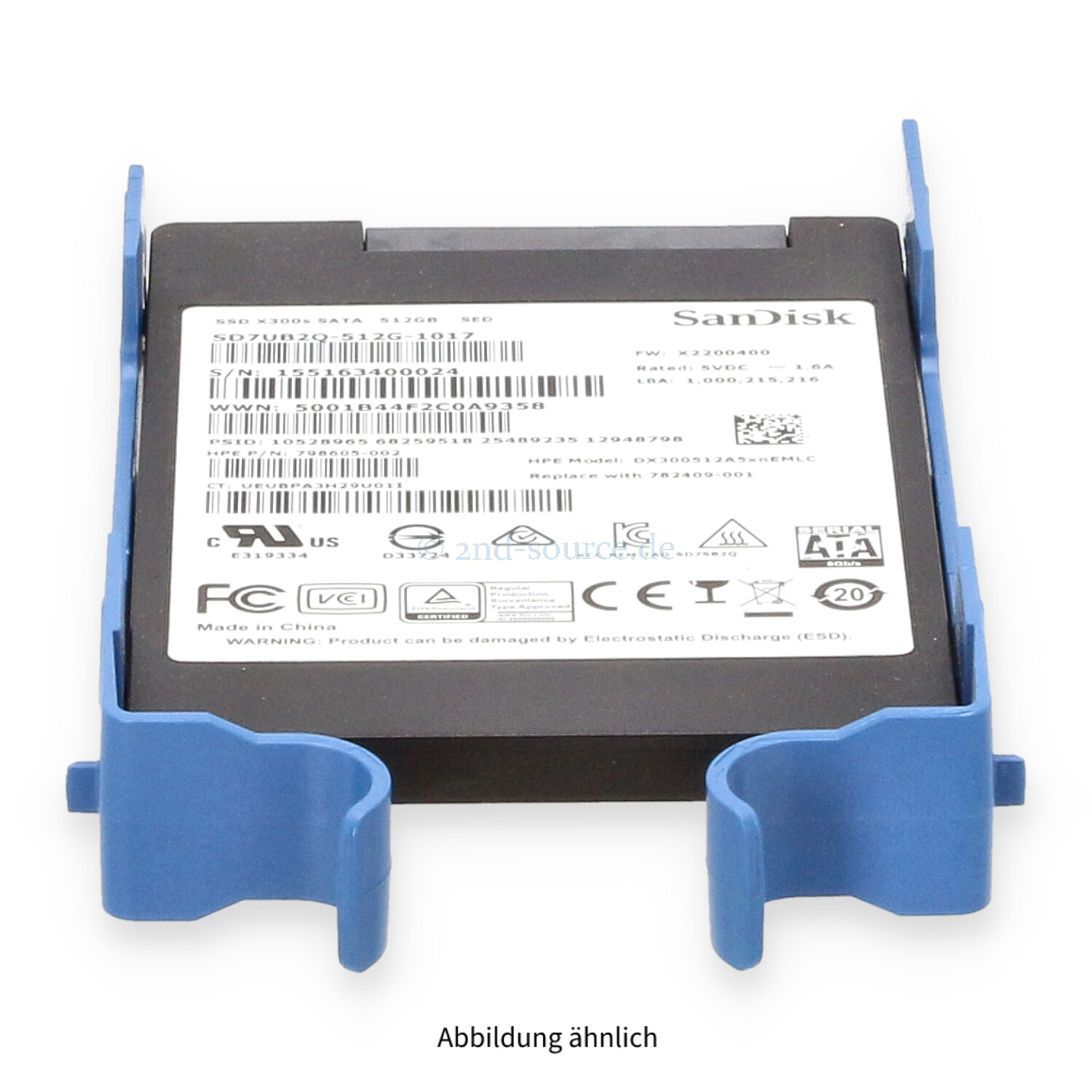 HPE 3PAR 512GB SATA 6G SFF Self Encrypting Node Drive StoreServ 20000 782409-001