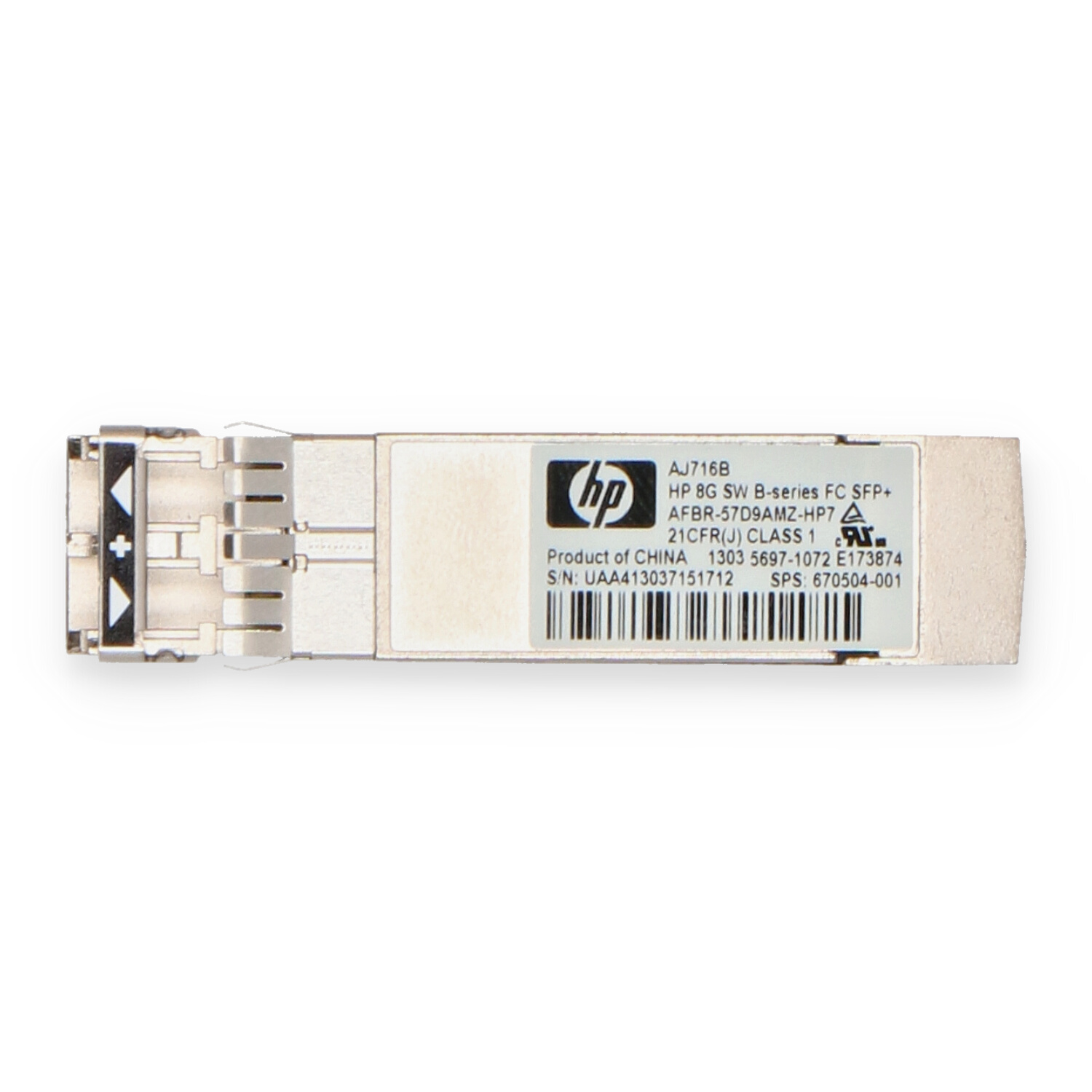 HPE 8GB Shortwave FC SFP+ Transceiver GBIC AJ716B 670504-001