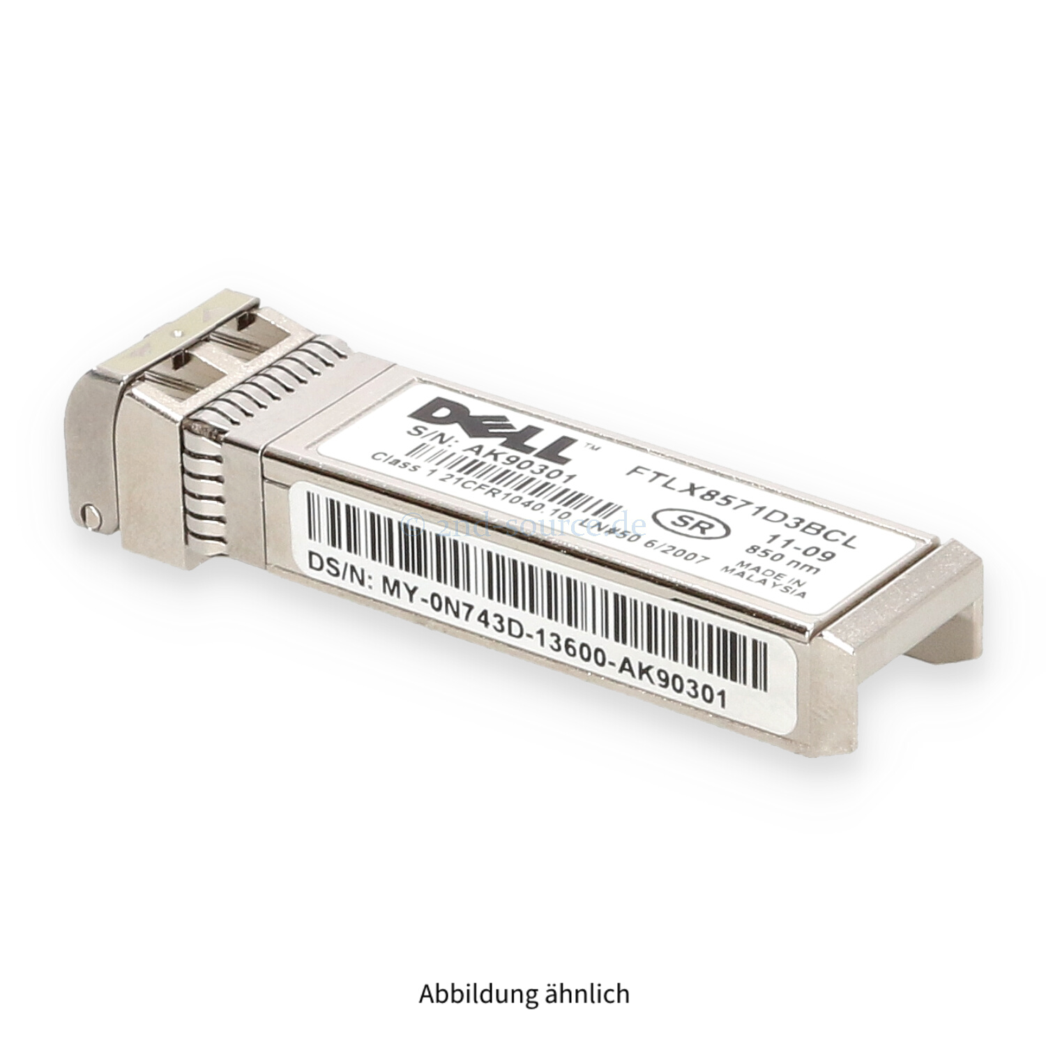 Dell 10GBase-SR/SW SFP+ 850nm Ethernet Transceiver Module 0N743D Dell 10GBase-SR/SW SFP+ 850nm Ethernet Transceiver Module 0N743D