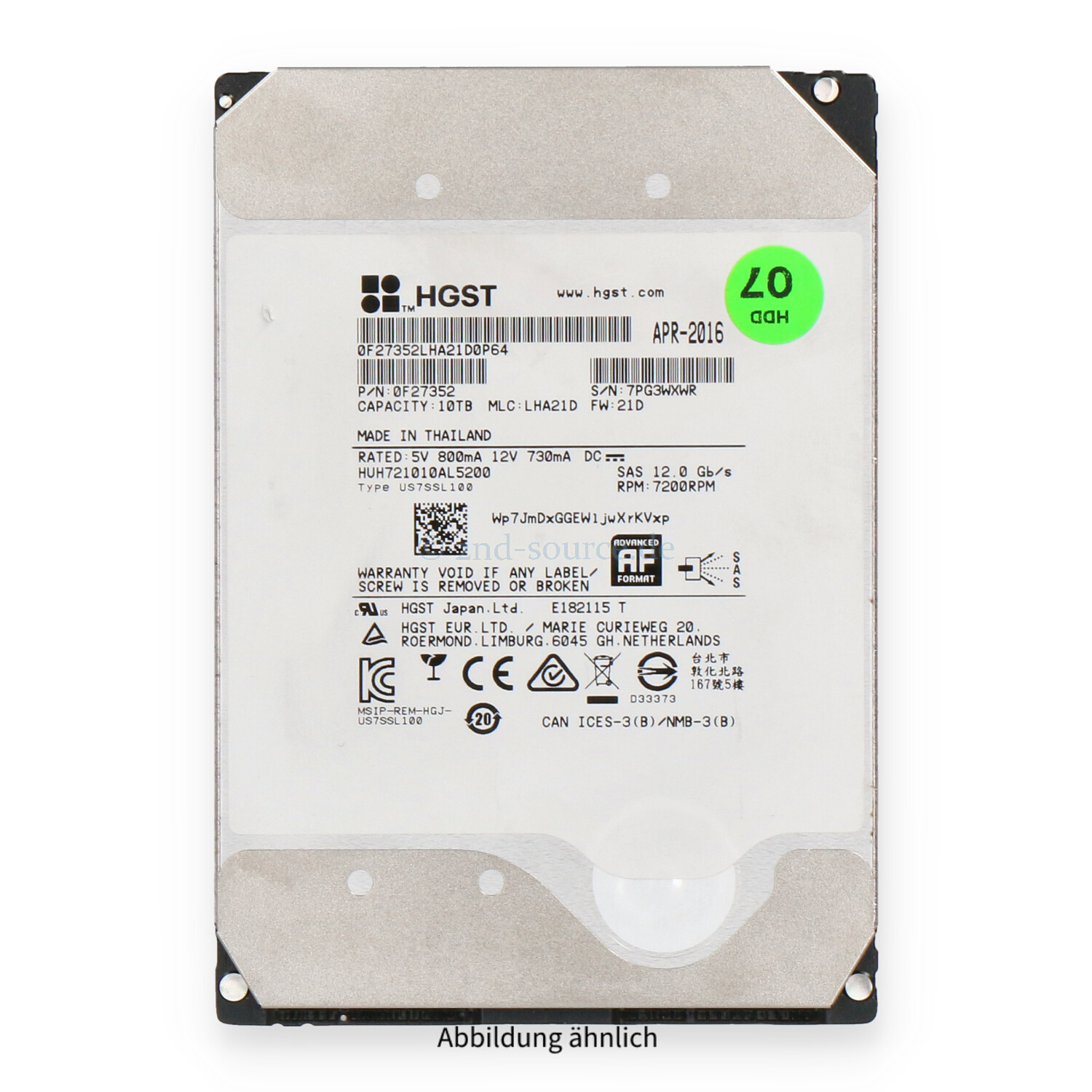 HGST Ultrastar 10TB 7.2k SAS 12G LFF HDD HUH721010AL5200 HGST Ultrastar 10TB 7.2k SAS 12G LFF HDD HUH721010AL5200