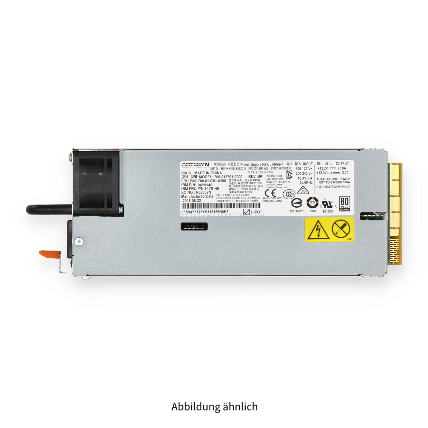 Lenovo 900W Artesyn HotPlug Power Supply 94Y8146 94Y8145