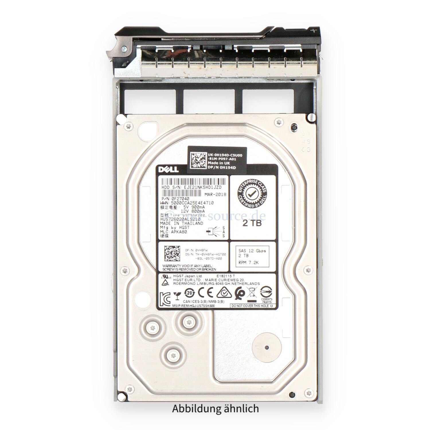 Dell 2TB 7.2k SAS 12G LFF HotPlug HDD 400-AUUQ VH6FW 0VH6FW