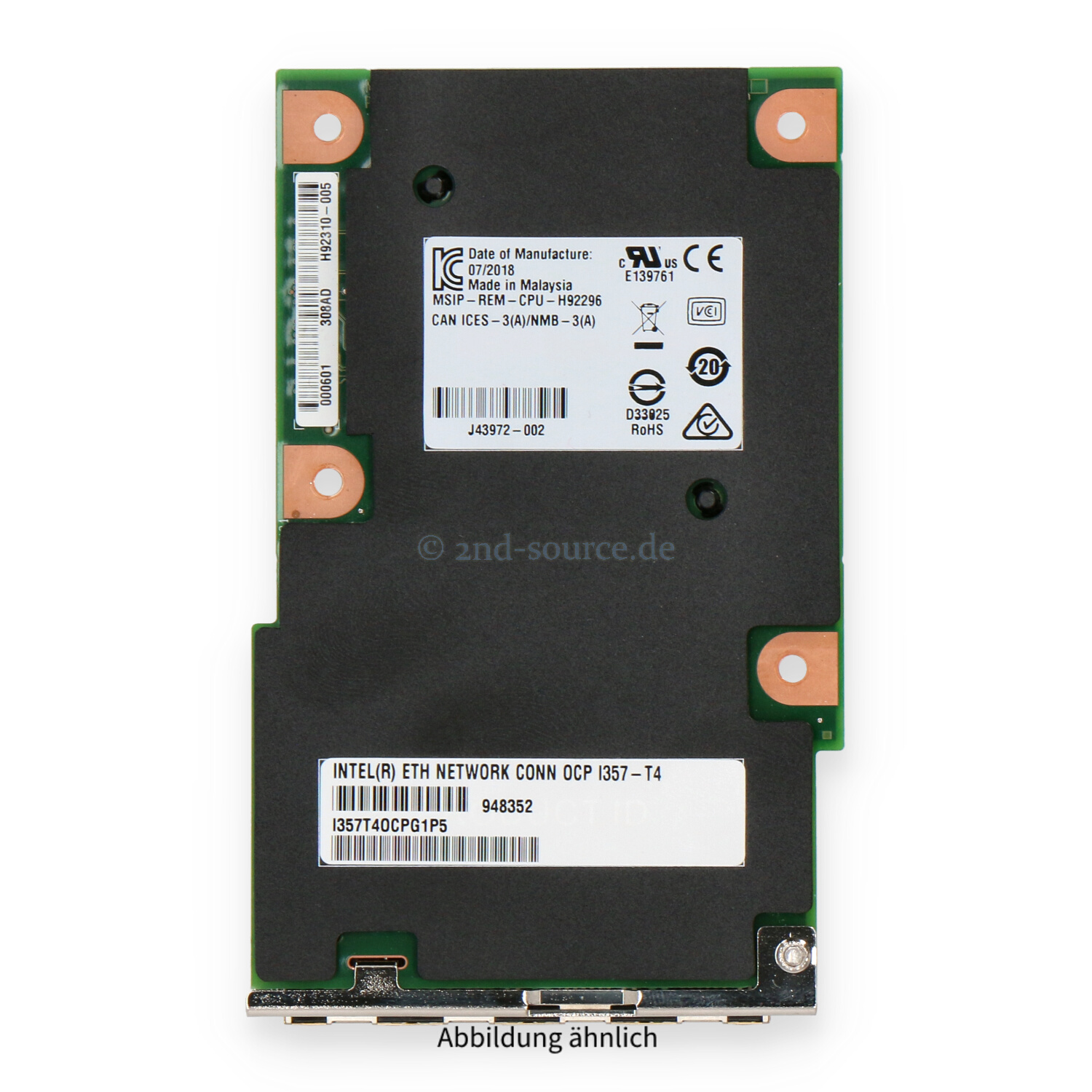 Intel I357-T4 4x 1000Base-T Network Daughter Card I357T4OCPG1P5 Intel I357-T4 4x 1000Base-T Network Daughter Card I357T4OCPG1P5