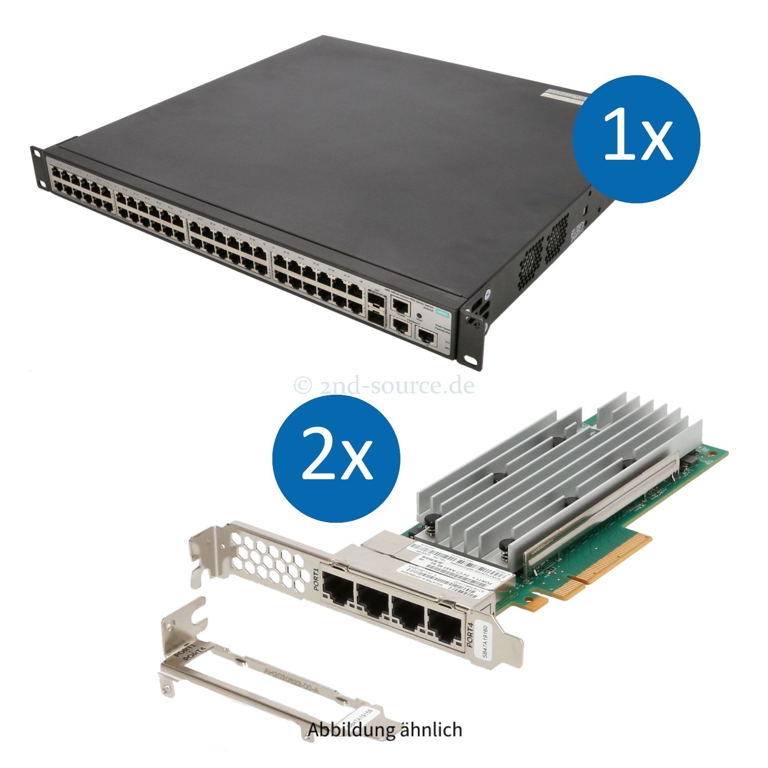 Starterkit "M" 1x HPE OfficeConnect 1950-48G-2SFP+ 48x 1000Base-T 2x 10GBase-T 2x SFP+ und 2x QLogic QL41134 4x 10GBase-T PCIe Server Ethernet Adapter