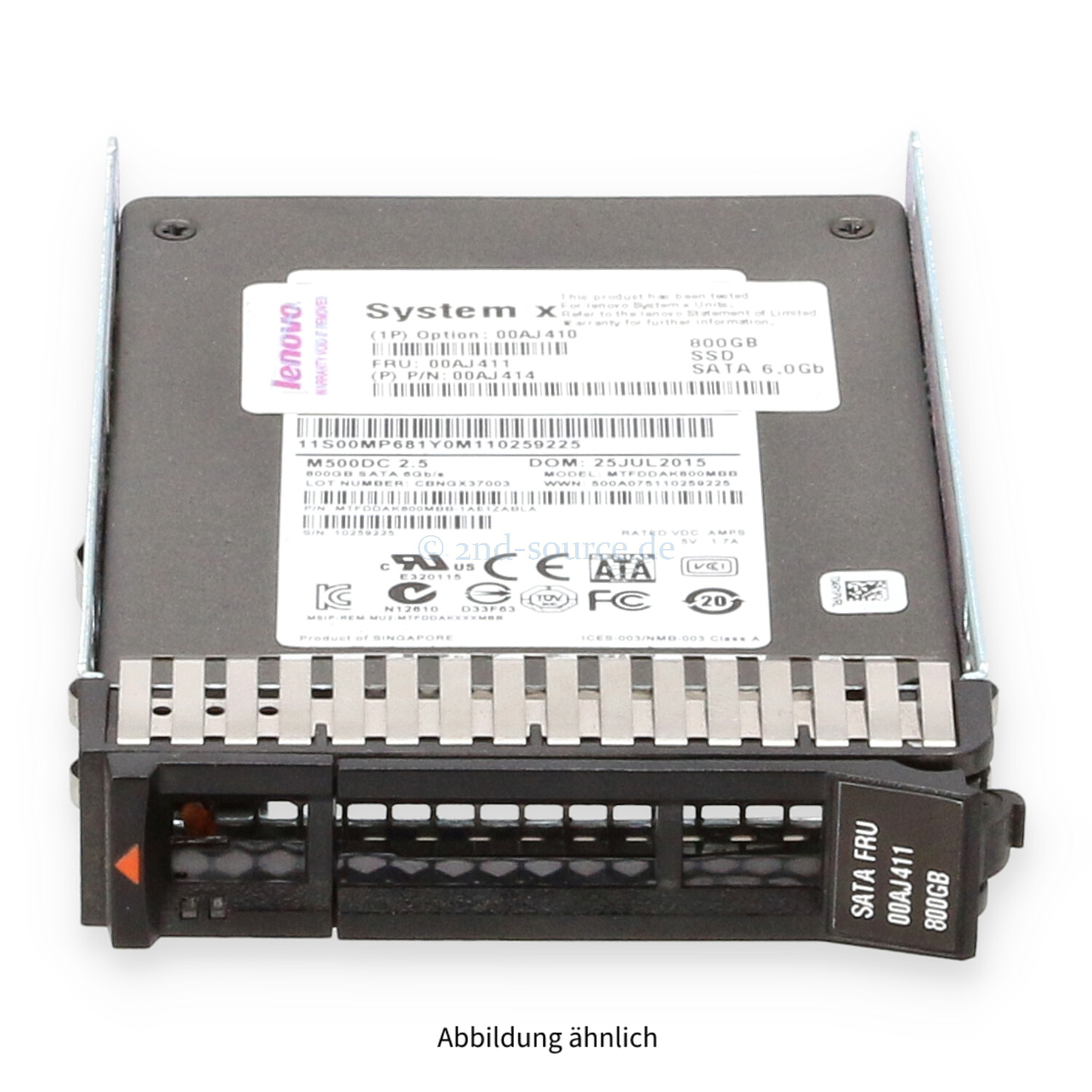 Lenovo 800GB SATA 6G SFF Mixed Use HotPlug SSD 00AJ410 00AJ411 00AJ414