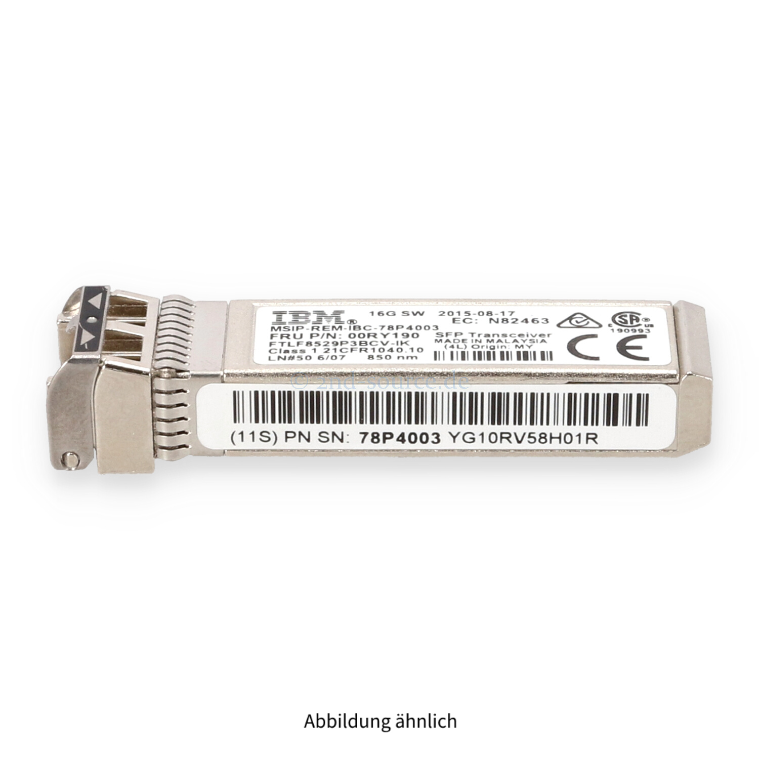 IBM 16G Short Wave FC SFP+ Transceiver 00RY190 AFBR-57F5MZ-IBY IBM 16G Short Wave FC SFP+ Transceiver 00RY190 AFBR-57F5MZ-IBY