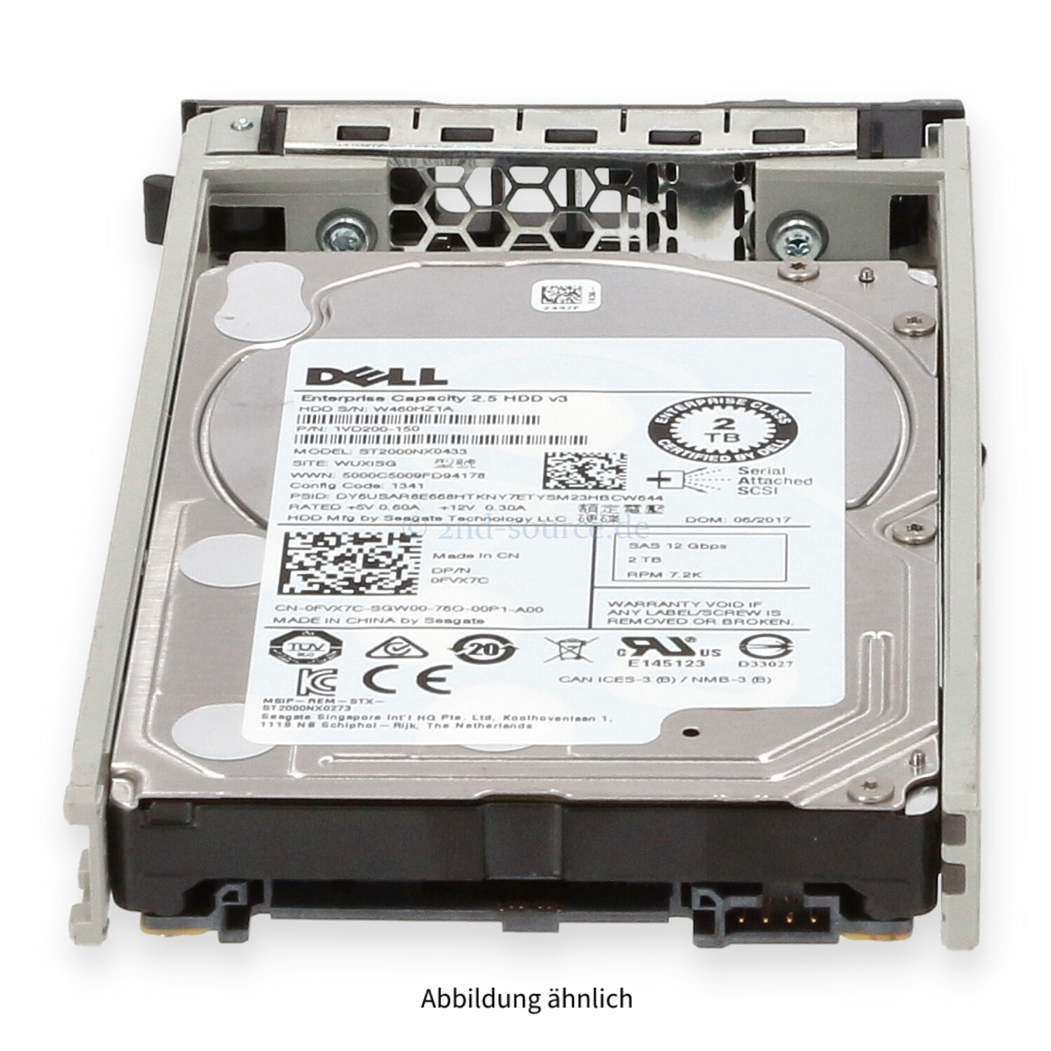 Dell 2TB 7.2k SAS 12G SFF HotPlug HDD FVX7C 0FVX7C 0H194D H194D