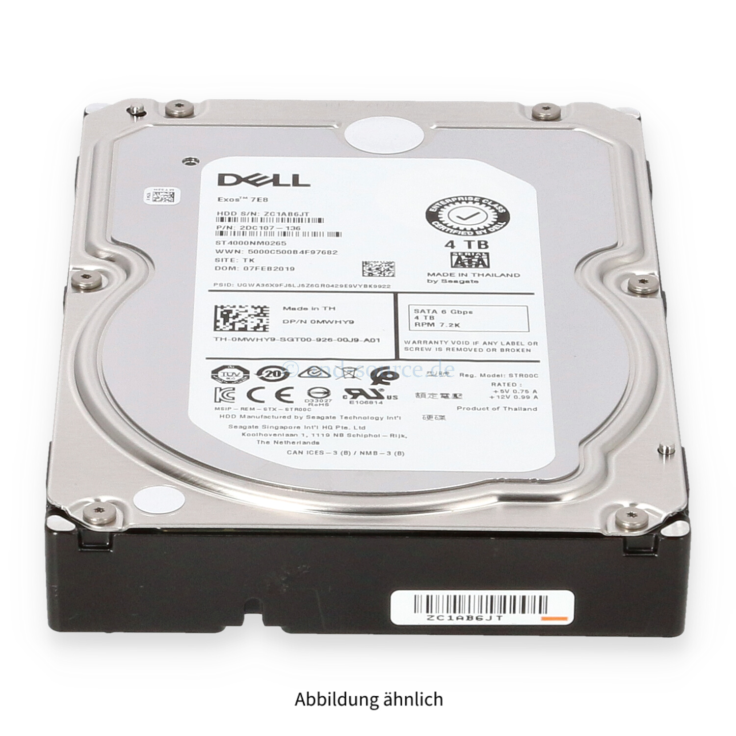 Dell 4TB 7.2k SATA 6G LFF HDD 400-AUUX MWHY9 0MWHY9