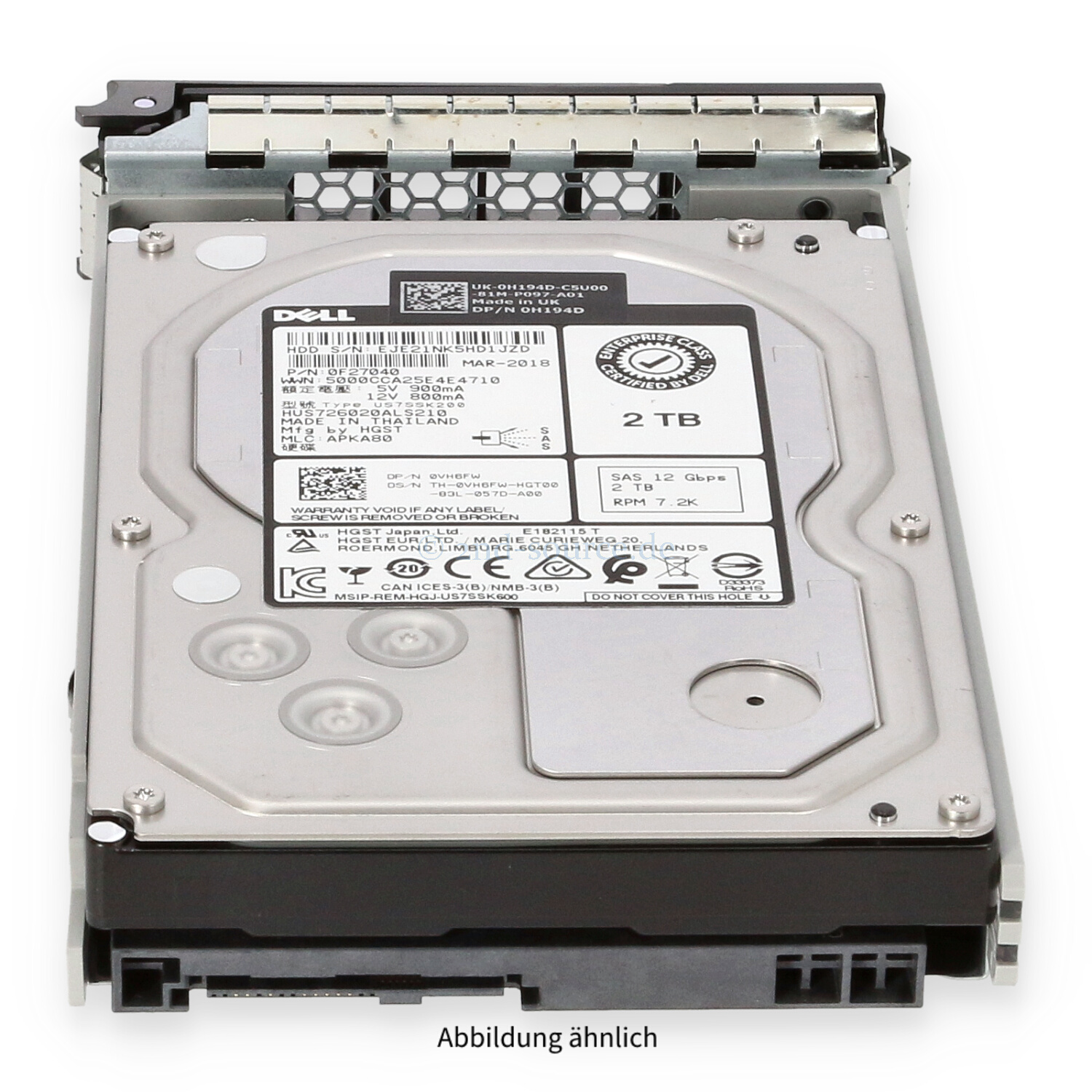 Dell 2TB 7.2k SAS 12G LFF HotPlug HDD 400-AUUQ VH6FW 0VH6FW