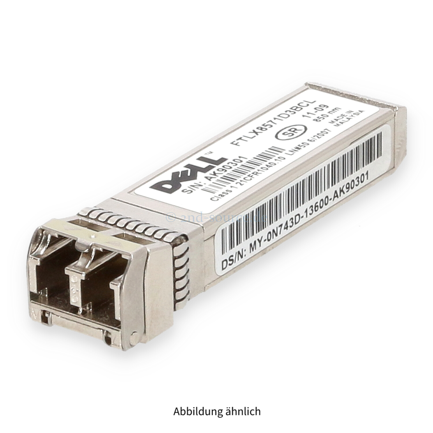 Dell 10GBase-SR/SW SFP+ 850nm Ethernet Transceiver Module 0N743D Dell 10GBase-SR/SW SFP+ 850nm Ethernet Transceiver Module 0N743D