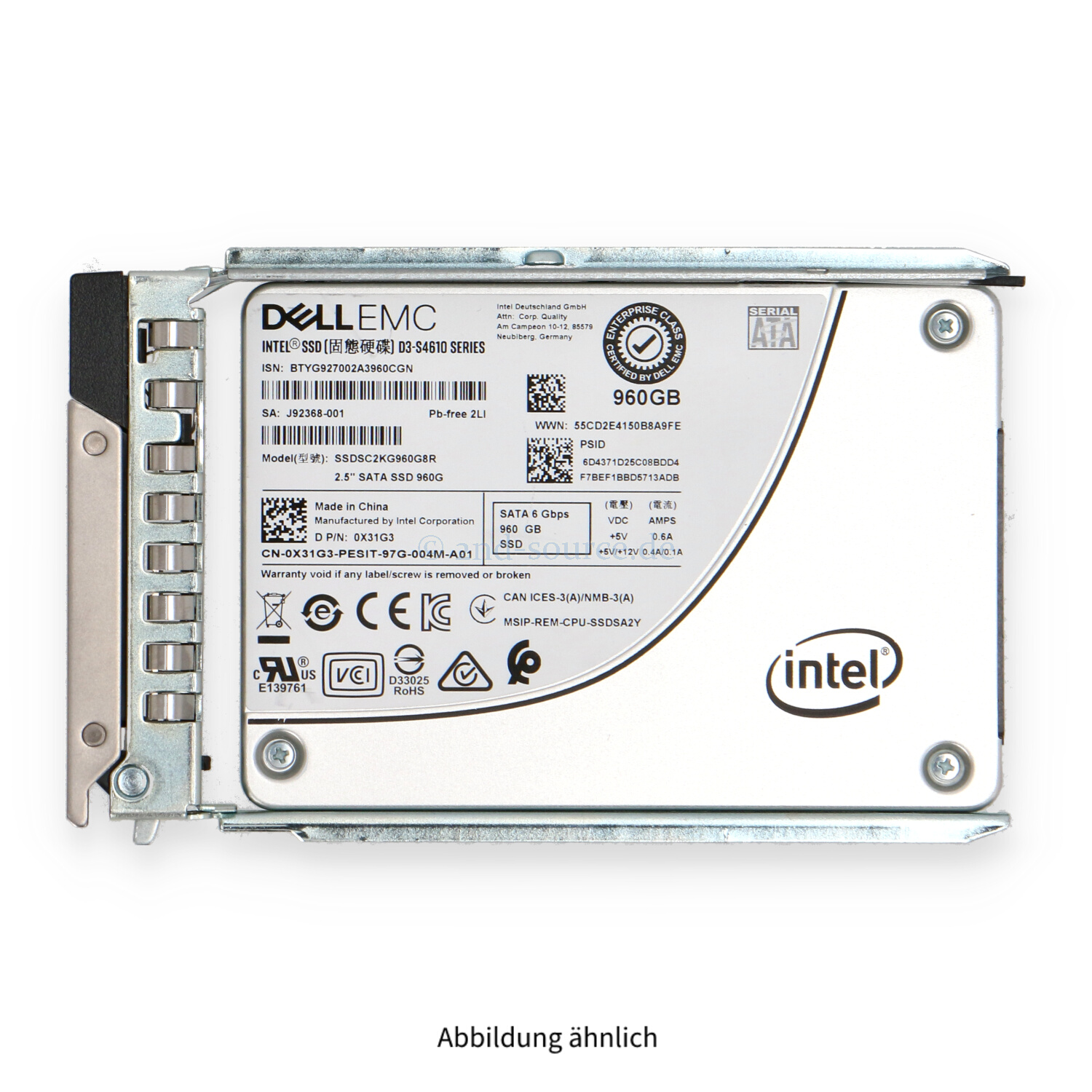 Dell 960GB SATA 6G SFF Mixed Use HotPlug SSD X31G3 0X31G3