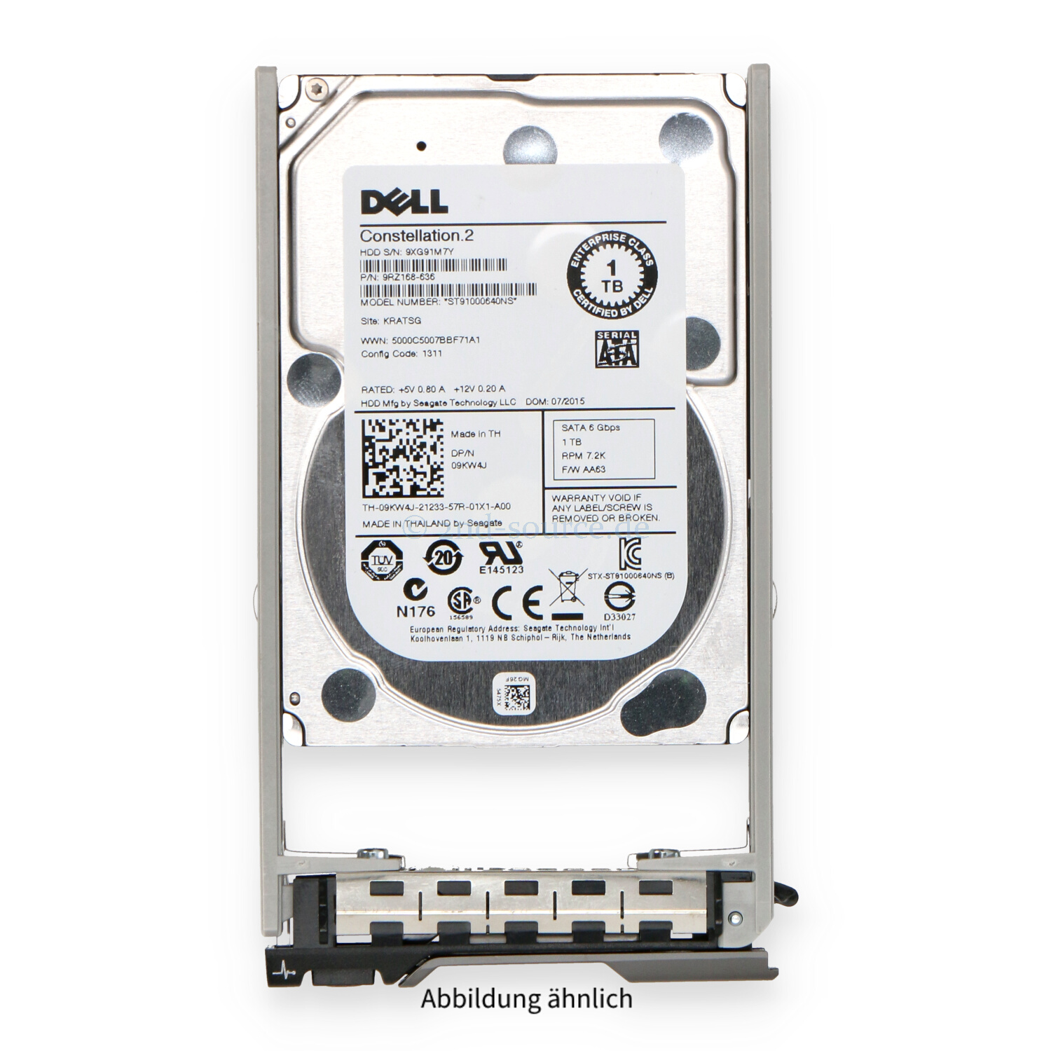 Dell 1TB 7.2k SATA 6G SFF HotPlug HDD 9KW4J 09KW4J