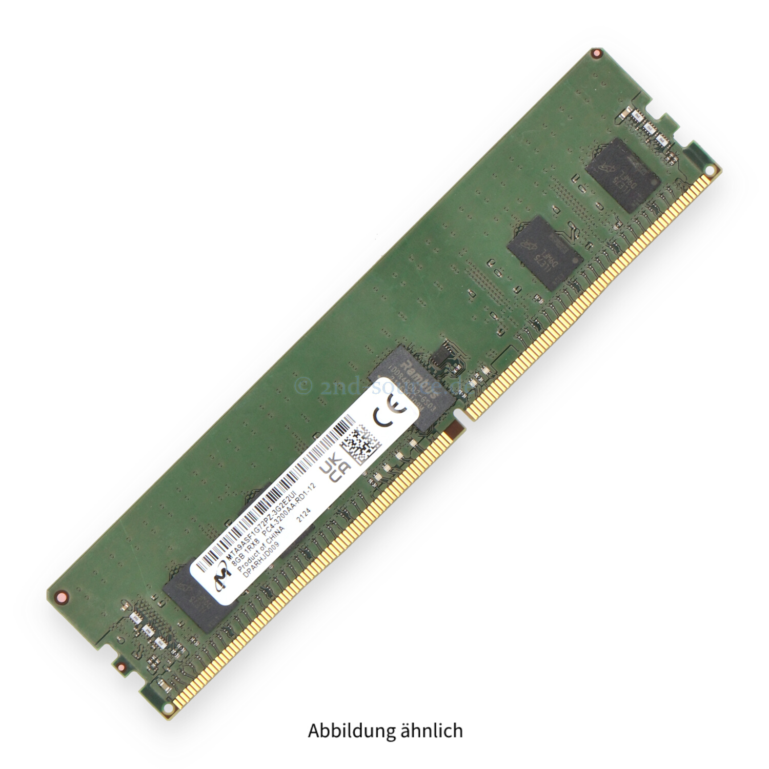 Micron 8GB PC4-25600AA-R DIMM Single Rank x8 (DDR4-3200) Registered ECC MTA9ASF1G72PZ-3G2E2