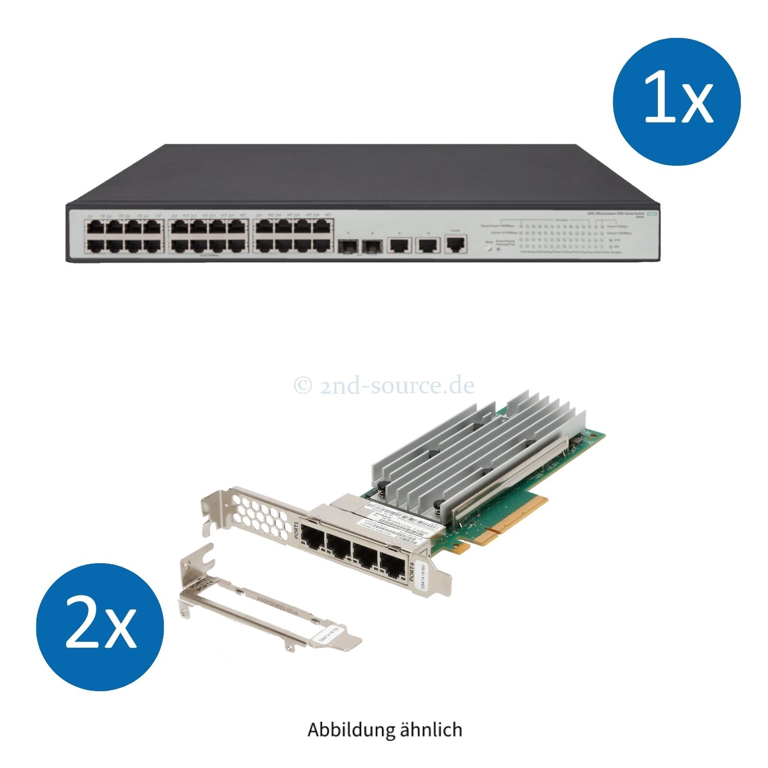 Starterkit "S" 1x HPE OfficeConnect 1950 24x 1000Base-T PoE+ 2x 10GBase-T 2x SFP+ Managed Switch und 2x QLogic QL41134 4x 10GBase-T PCIe Server Ethernet Adapter