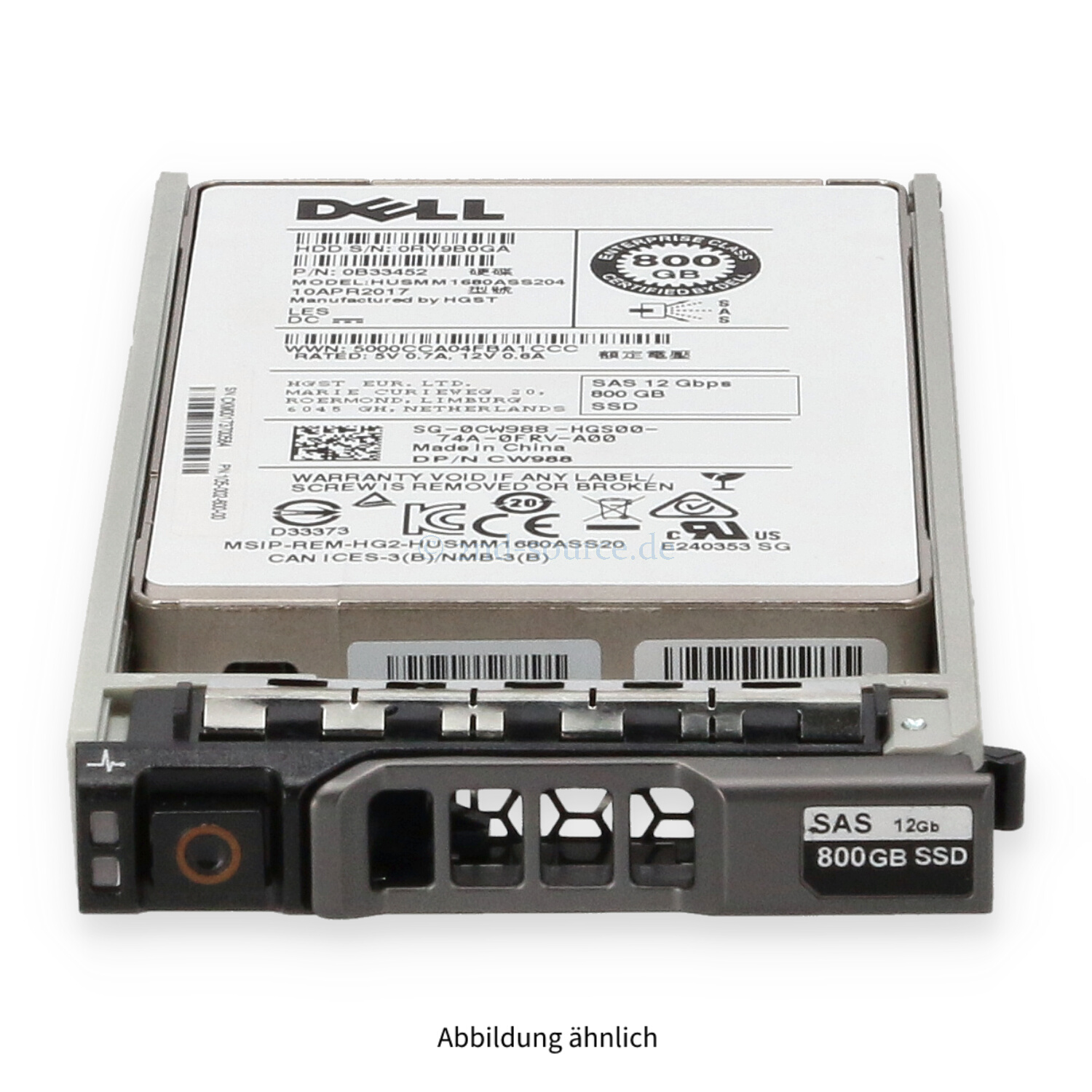 Dell 800GB SAS 12G SFF Write Intensive HotPlug SSD CW988 0CW988
