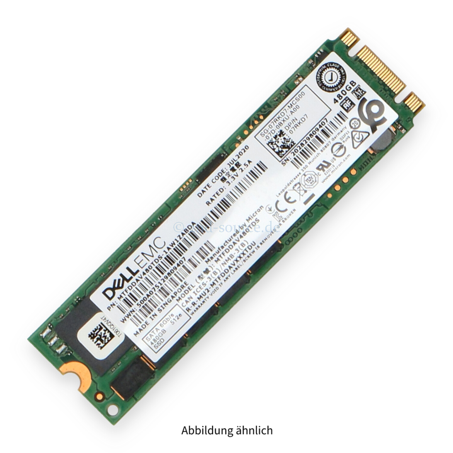 Dell 480GB M.2 2280 SATA 6G Read Intensive SSD 7RKD7 07RKD7