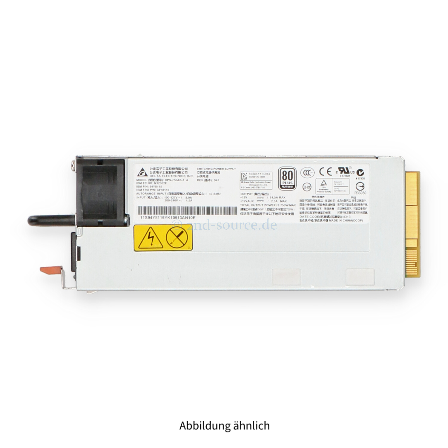 IBM 750W Platinum 80 Plus Power Supply x3650 M4 94Y8116 94Y8115 IBM 750W Platinum 80 Plus Power Supply x3650 M4 94Y8116 94Y8115